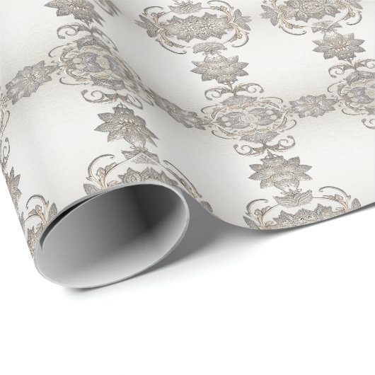 Zilver Gouden Bloem Verpakkings Papier (Rol Hoek)