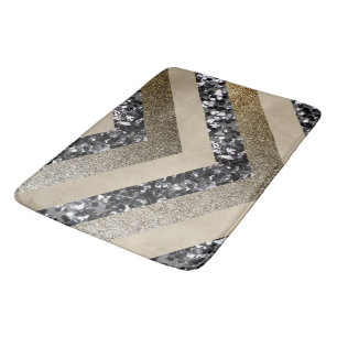 Zilver Gouden Chevron Glitter Glam 1 Badmat