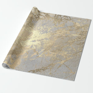 Zilver Grey Abstract Golden Metallic Glass Stroke Cadeaupapier