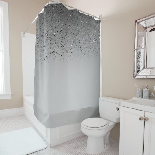 Zilver Grey Sparkly Glitter Douchegordijn (In situ)