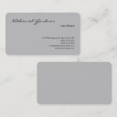 Zilver Grey Trendy Plain Creative Modern Visitekaartje (Voorkant / Achterkant)