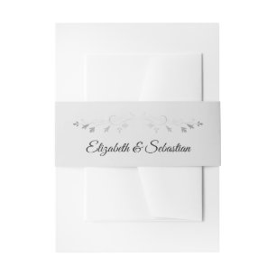 Zilver grijs Elegant  Floral Border Wedding Uitnodigingen Wikkel