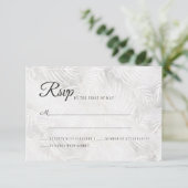 Zilver grijs en mosterd roze handpalmen bruiloft RSVP kaartje (Staand voorkant)