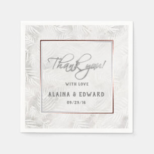 Zilver grijs en mosterd roze handpalmen bruiloft servet