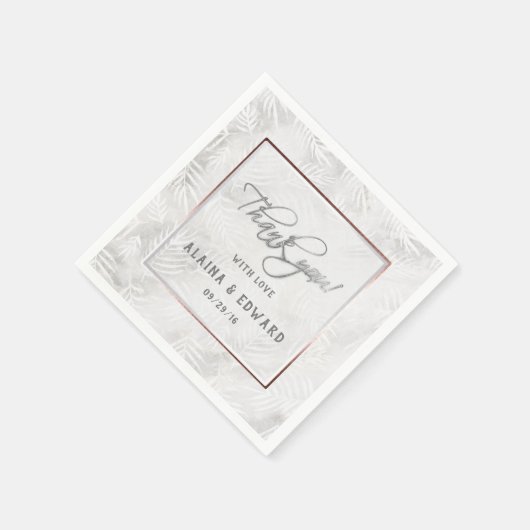 Zilver grijs en mosterd roze handpalmen bruiloft servet (Hoek)