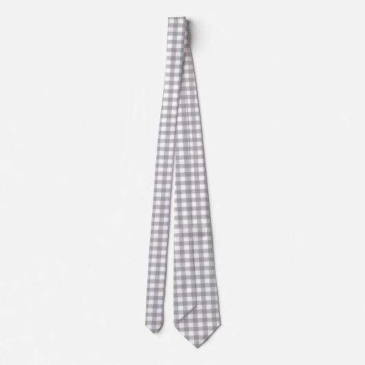 Zilver Grijs en Wit Gingham Stropdas (Achterkant)