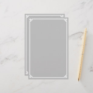 Zilver-grijs en witte Griekse sleutelrand Briefpapier