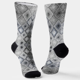 Zilver & Grijs Geometrisch Abstract Rooster Textuu Sokken