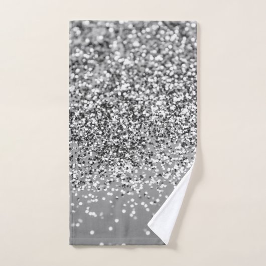 Zilver grijs glitter #5 (Faux Glitter) #glans #art Bad Handdoek (Handdoek)