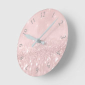 Zilver grijs glitter Minimale roze Roze Blush Ronde Klok (Hoek)