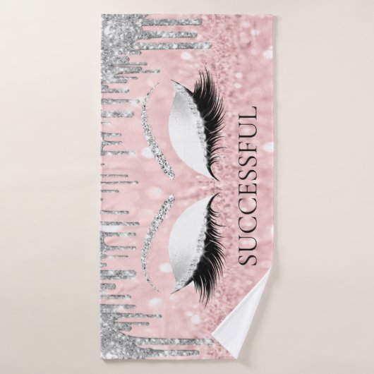 Zilver grijs glitter roze roze roze oogmerk badhanddoek (Badhanddoek)