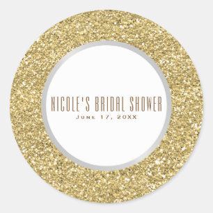 Zilver Grijs Goud Glitters Elegant Trouw Favoriet Ronde Sticker