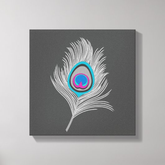 Zilver grijs / Grijze pesether op grafiet Canvas Afdruk (Voorkant)