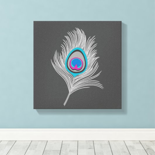Zilver grijs / Grijze pesether op grafiet Canvas Afdruk (Insitu (Houten vloer))