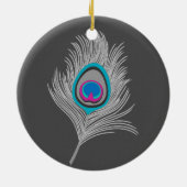 Zilver grijs / Grijze pesether op grafiet Keramisch Ornament (Achterkant)