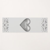 Zilver grijs hart met aangepaste tekst yogamat (Voorkant (horizontaal))