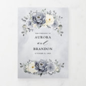 Zilver Grijs Ivoor Bloemige Winter Landelijke Trou Drieluik Aankondiging (Cover)