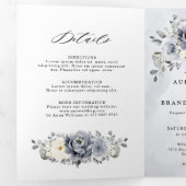 Zilver Grijs Ivoor Bloemige Winter Landelijke Trou Drieluik Aankondiging (Binnenzijde eerst)