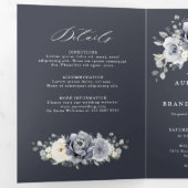 Zilver Grijs Ivory Bloemige Winter Landelijke Trou Drieluik Aankondiging (Binnenzijde eerst)