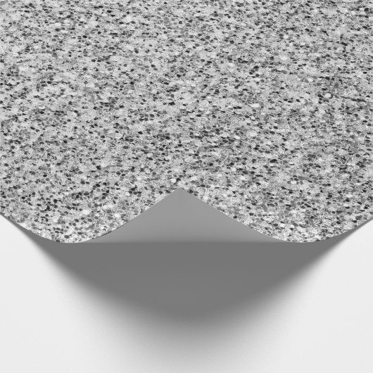 Zilver grijs licht glitter sparren zwart wit cadeaupapier (Hoek)