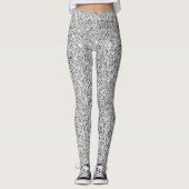 Zilver grijs licht glitter sparren zwart wit leggings (Voorkant)