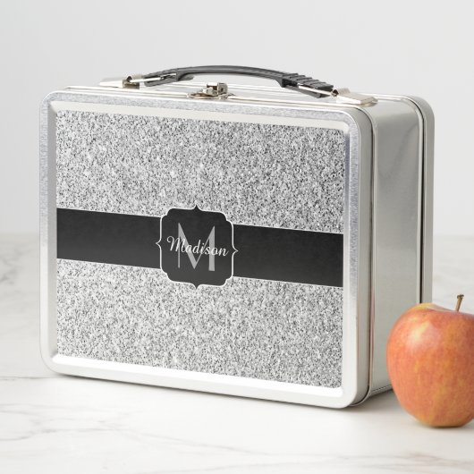 Zilver grijs lichtglitter sparkles Monogram (In situ)