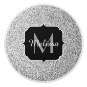 Zilver grijs lichtglitter sparkles Monogram Keramische Knop (Voorkant)
