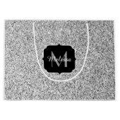 Zilver grijs lichtglitter sparkles Monogram Large Cadeauzakje (Voorkant)