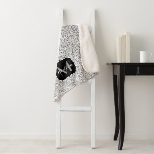 Zilver grijs lichtglitter sparkles Monogram Sherpa Deken