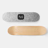 Zilver grijs lichtglitter sparkles Monogram Skateboard (Horizontaal)