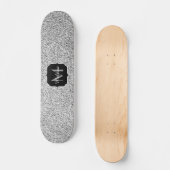 Zilver grijs lichtglitter sparkles Monogram Skateboard (Voorkant)