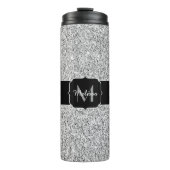 Zilver grijs lichtglitter sparkles Monogram Thermosbeker (Voorkant)