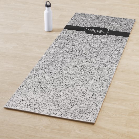 Zilver grijs lichtglitter sparkles Monogram Yogamat (In situ)