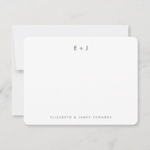 Zilver Grijs Moderne Monogram Eerste Letters Geper Notitiekaartje