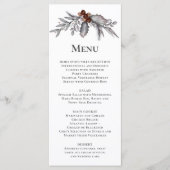 Zilver, grijs, roestbruin winterbruiloft menu (Voorkant)