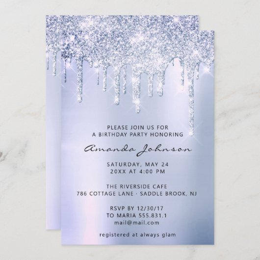 Zilver grijs rokerblu glitter-effect griep kaart (Voorkant / Achterkant)