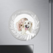 Zilver Grijs & Wit Eenvoudige Kerst Krans Foto Magneet