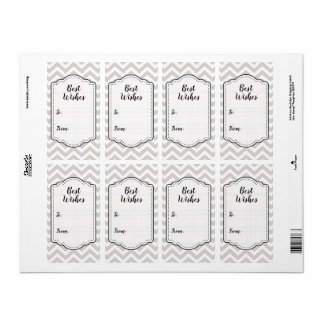 Zilver Grijs & Witte Chevron Trouwsticker Label