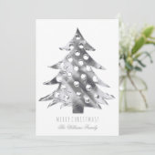 Zilver grijze kerstboom Modern Elegant Kaart (Staand voorkant)