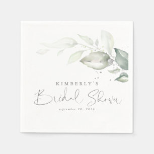Zilver groen blad elegant bruiloftsfeest servet