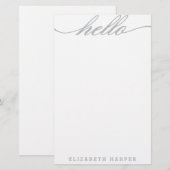 Zilver "Hallo" Personal Stationery Briefpapier (Voorkant / Achterkant)