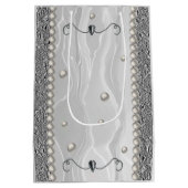 Zilver hart en witte zijde voor Happy Retirement Medium Cadeauzakje (Achterkant)