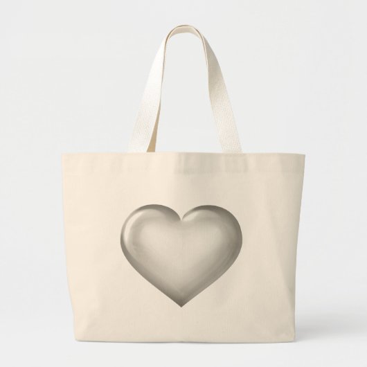Zilver hart grote tote bag (Voorkant)