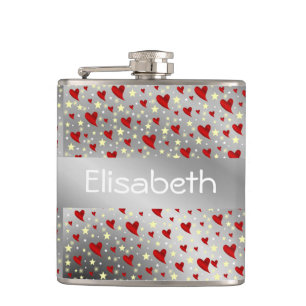 zilver, hart, paars, decoratie, medaille, ondersch heupfles