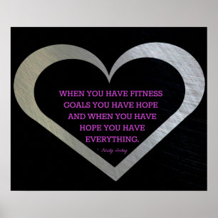 Zilver hart van fitness poster