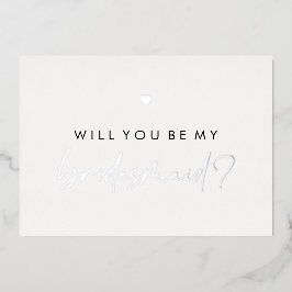 Zilver hart zal je mijn Bridesmaid zijn Folie Uitnodiging