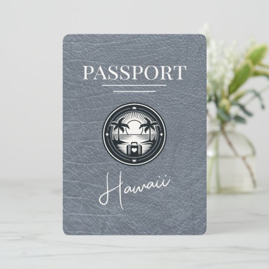 Zilver Hawaii Paspoort Bewaar de datum Save The Date (Staand voorkant)