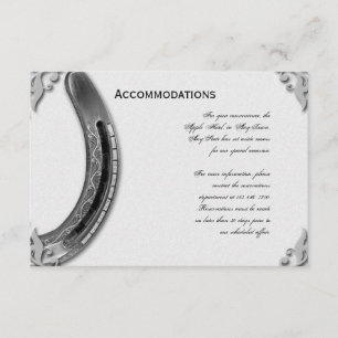 Zilver Hoefijzer op White Wedding Informatiekaartje