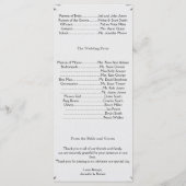 Zilver Hoefijzer op wit bruiloft programma (Achterkant)