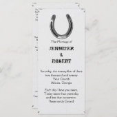 Zilver Hoefijzer op wit bruiloft programma (Voorkant / Achterkant)